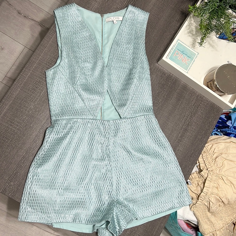 Alexis Light Blue Textured Romper